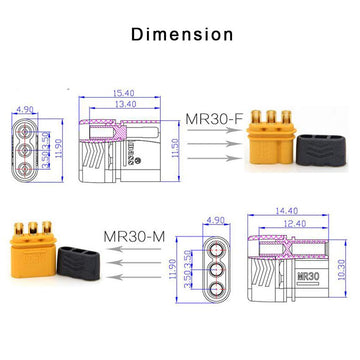 SoloGood 10 Pairs Amass MR30 Male Female Connector Plug for RC Multicopter Airplane
