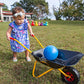 Rolly Cat Kids Wheelbarrow Ride On - Rust-Resistant Seamless Steel Tub With Rubber Hand Grips
