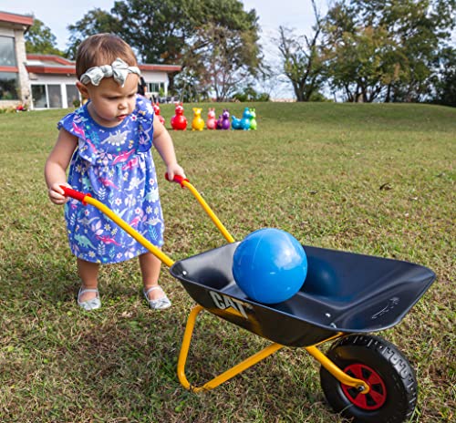 Rolly Cat Kids Wheelbarrow Ride On - Rust-Resistant Seamless Steel Tub With Rubber Hand Grips