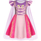 Wonderbabe Girls Rapunzel Dress Princess Costumes Halloween Christmas Birthday Party Dress Up For Little Girls With Cape Size 1-2T