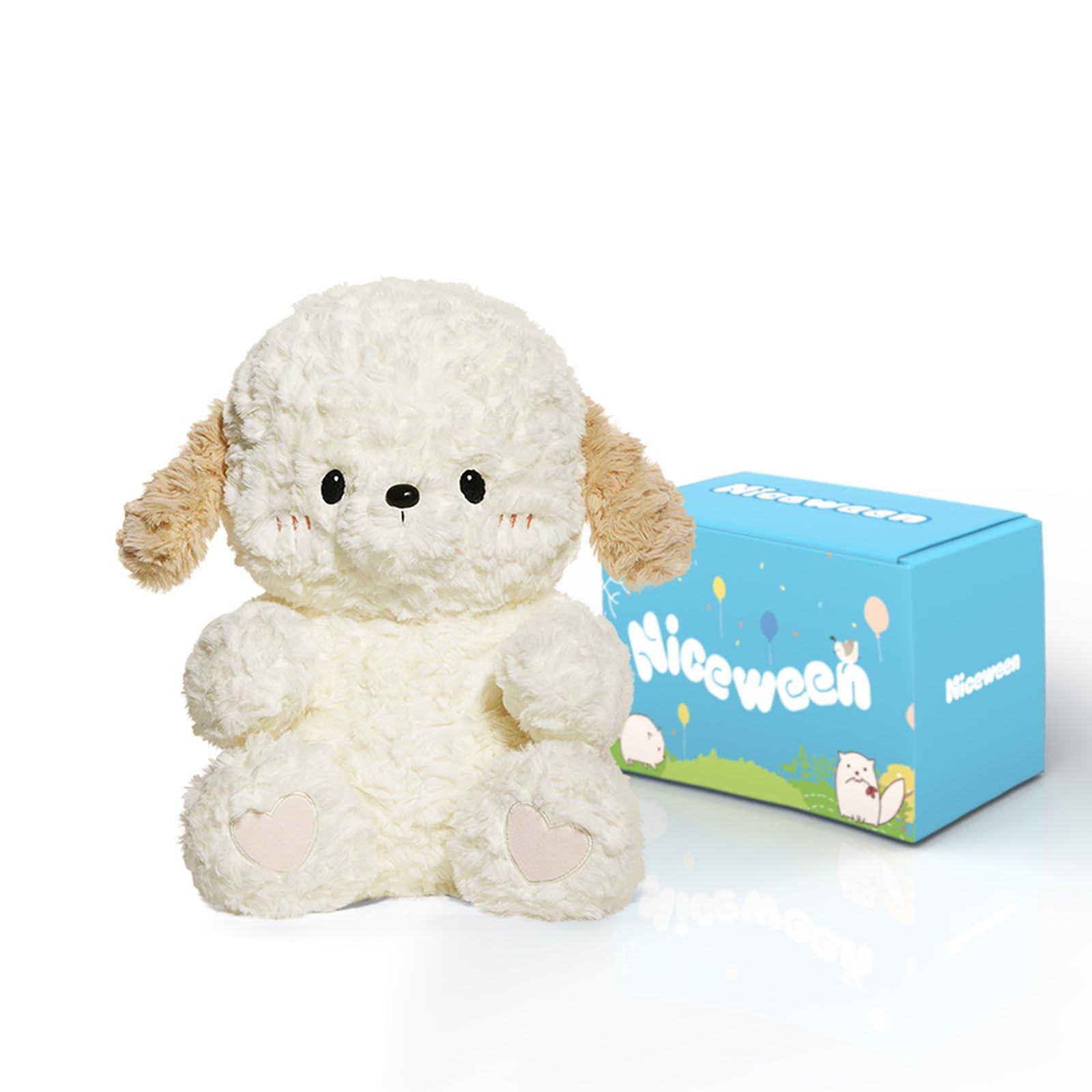 Niceween Stuffed Animals Adorable Dog Plush Toys 16.5 Inches Soft And Comfort Dog Plush Toy Gift For Kids, Beige/Grey