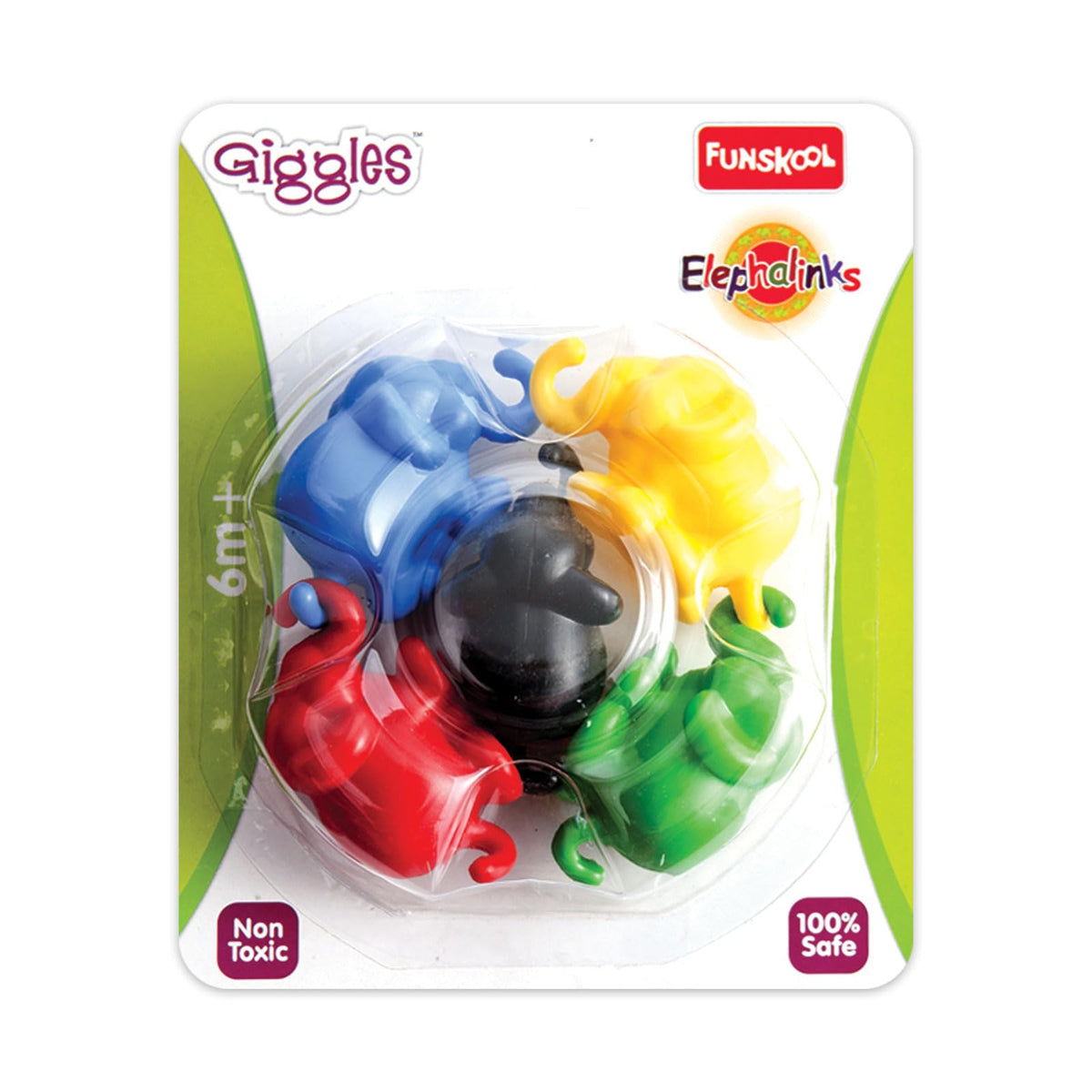 Giggles  Elephalinks , Multicolour Interlocking Educational Blocks, Develops HandEye Coordination, 6 Months & Above, Infant An