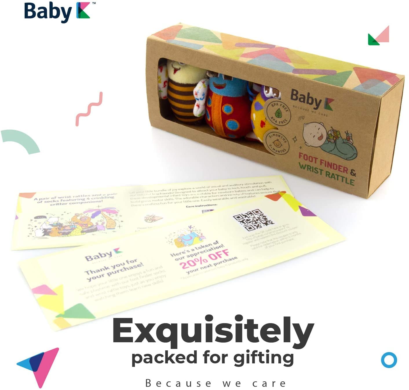 Baby K Baby Rattle Socks For Girls & Boys (Set B) - Baby Toys 6-12 Months - Baby Wrist Rattles And Foot Rattles - Baby Toys For