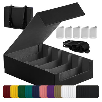 Magnetic Leather Trading Card Storage Box - 5-Row Deck Case Design, 3900+ Capacity For Yugioh, Mtg, Tcg And Sports Cards, Includ