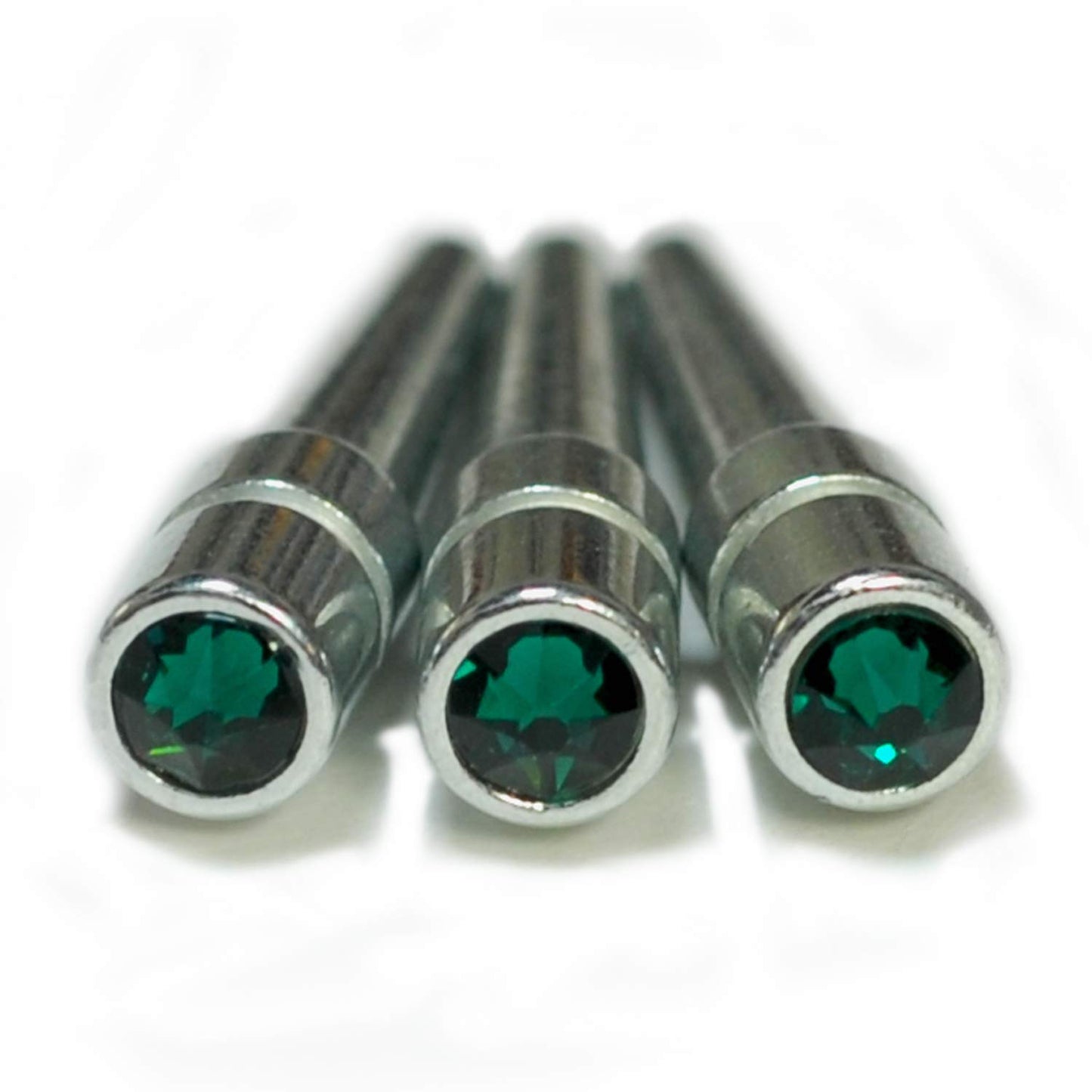 We Games Chrome Cribbage Pegs With Austrian Crystals - Set Of 3 - Emerald
