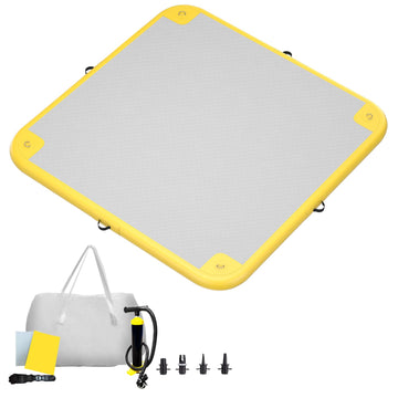 GONFLABLE Inflatable Floating Dock for mature-themed  6x6ft Inflatable Water Platform Raft with Air Pump& Storage Bag  Floating Island Mat for Pool Lake Beach Ocean (Yellow  6 x 6ft)