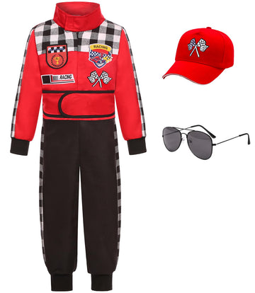 Sizgaroot Kids Race Car Driver Costume Boys Toddler Race Car Driver Halloween Costume (5-6 Years)