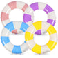 Wettarn 4 Pcs Pool Tubes with Fun Prints Inflatable Floats Swimming Toys Classic Striped Inner Tubes for Pool Bachelorette Floaties for Summer Beach Party Decor Supplies(Stylish Style Age 5-9)