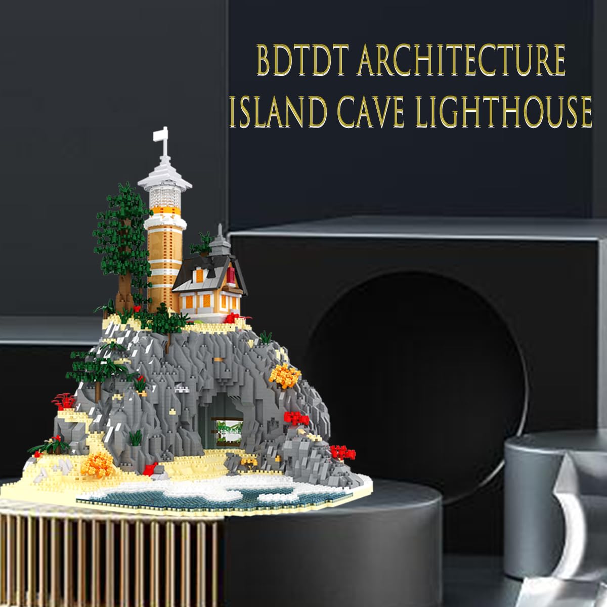 BDYDT Micro Building Blocks - Island Cave Lighthouse Set (5686 PCS) - 1:48 Scale - Creative Plastic Model for Kids & Adults