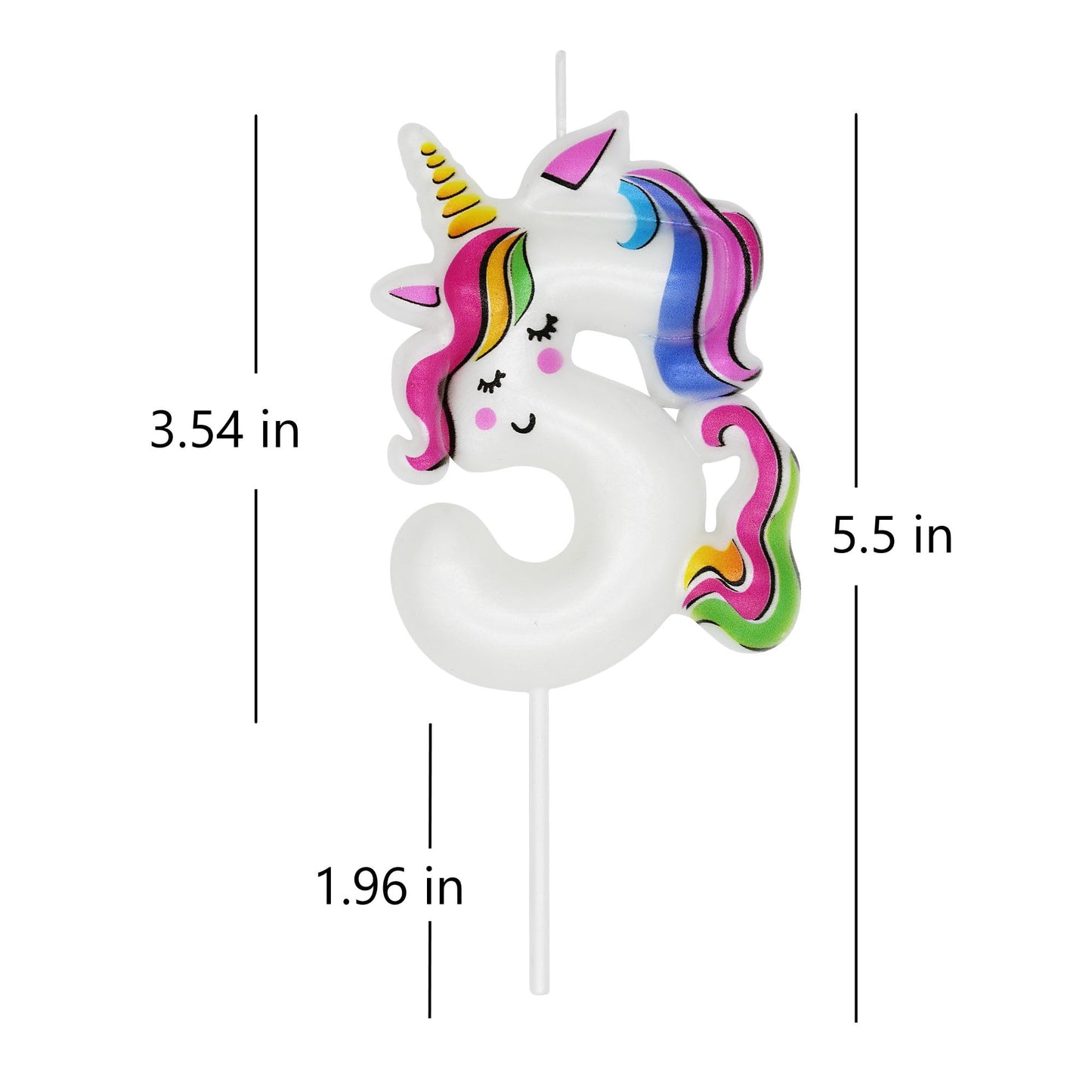 DERVENTA Birthday Candle Number White Unicorn Themed Party Decorations Beautiful Cake Topper 1 Piece (Unicorn Number 5)