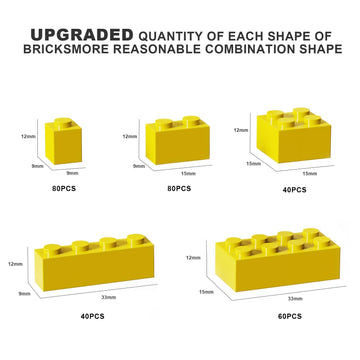 Webrick 300 Pcs Classic Building Bricks, Yellow Bulk Bricks,Compatible With Major Brands Parts And Pieces, Creative Building Blo