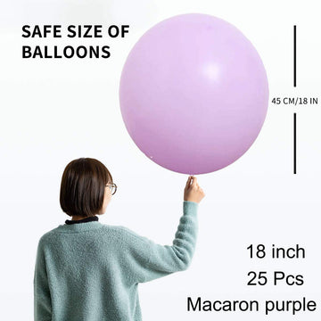 Oupking 18 Inch Macaron Purple Balloons Big Round Latex Balloon Giant Thick Pastel Purple Balloons For Party Decorations Pack Of