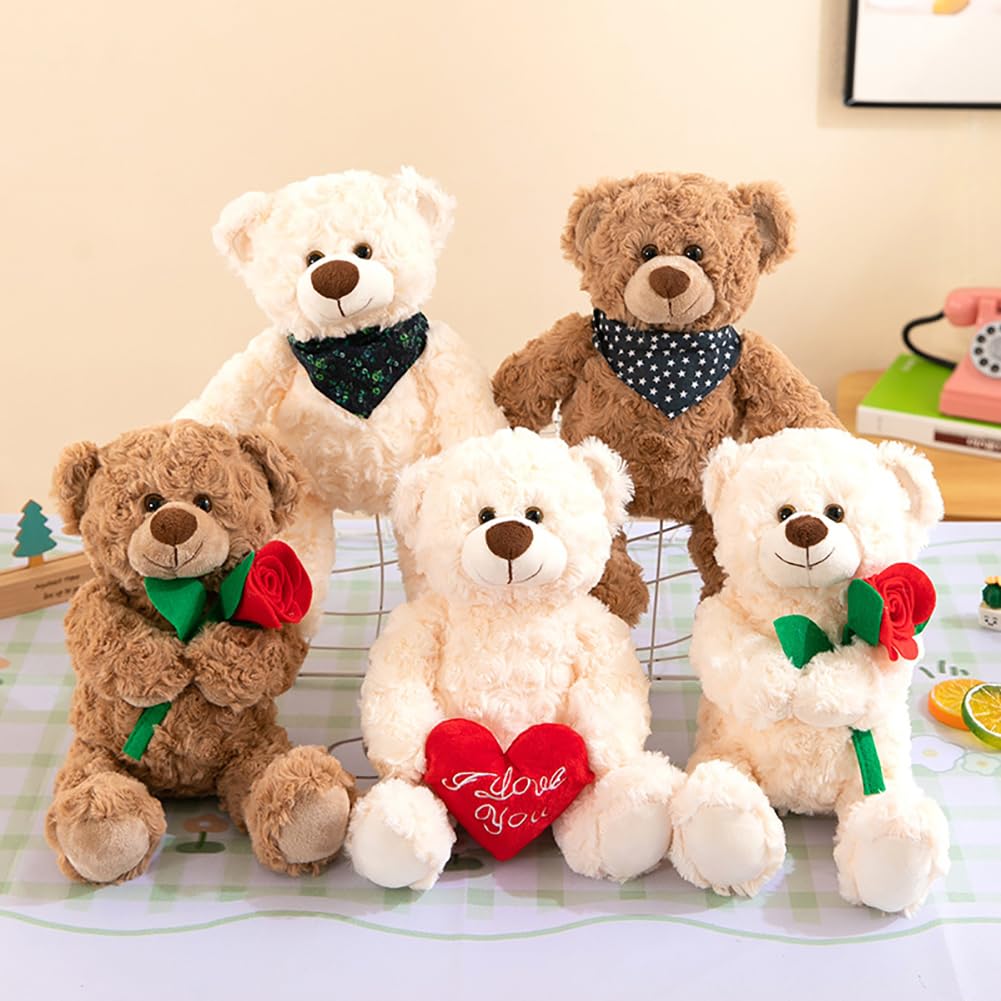 Wgxzyq Teddy Bear Stuffed Animal With Rose, Soft Cuddly Stuffed Plush Bear, Gifts For Kids Baby Toddlers On Baby Shower, Valenti