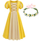 Youfenlove Renaissance Medieval Dress Princess Dress Girls Irish Costume Cosplay Retro Gown Birthday Halloween Xmas Party (Yello