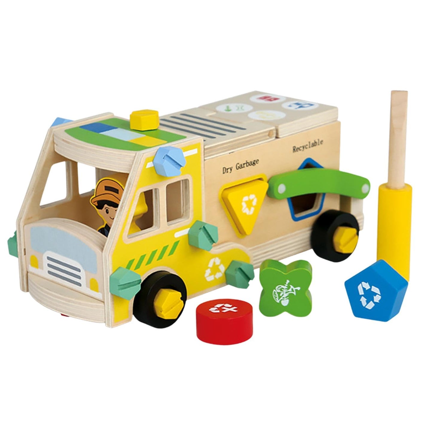 MeadawgsWooden Nut And Bolts Toy Wooden Construction Building Set For Kids Preschool Garbage Truck|Toys & Hobbies