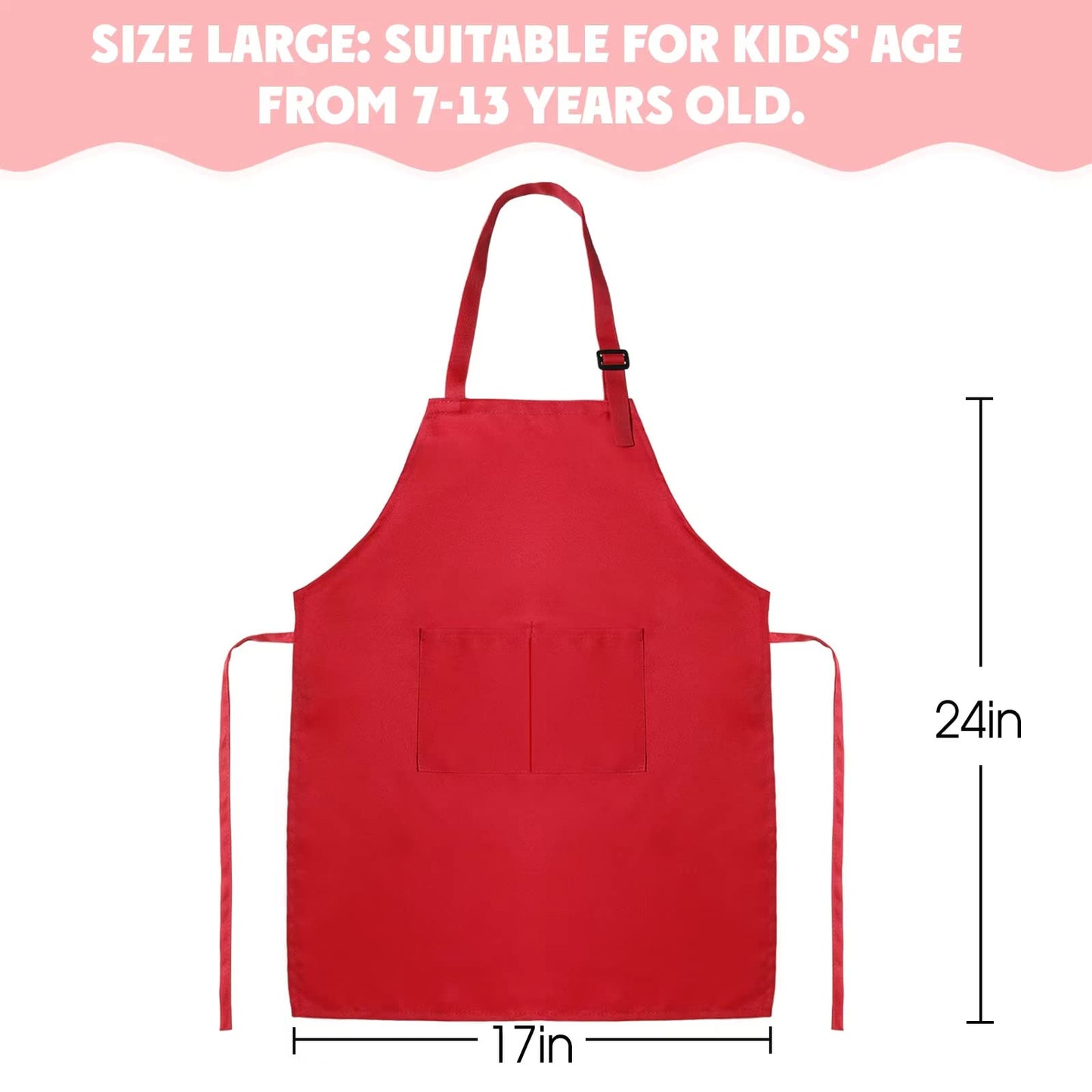 yarachel Kids Apron and Chef Hat Set - 8 Pieces Waterproof and Adjustable Child Aprons with 2 Pockets Kitchen Bib Aprons for Boy
