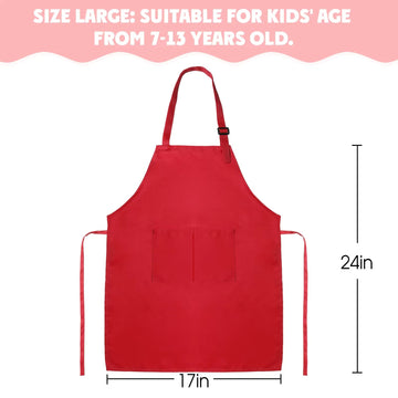 yarachel Kids Apron and Chef Hat Set - 8 Pieces Waterproof and Adjustable Child Aprons with 2 Pockets Kitchen Bib Aprons for Boy