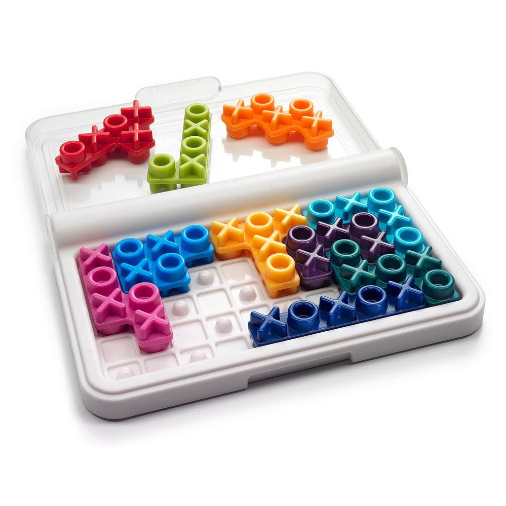 SmartGames IQ XOXO Portable Travel Game - 120 Challenges for Ages 6+, Blue, Model SG 444US, Durable Plastic Construction