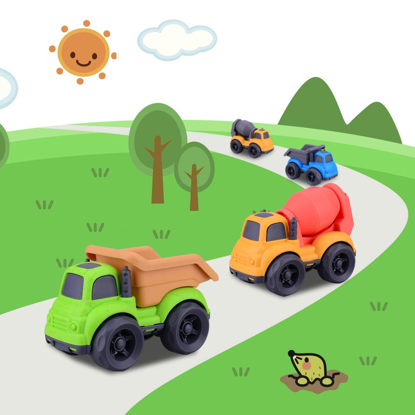 Aigitoy Dump Truck Toys for 1 2 3 Year Old Boys, BPA Free, Phthalates Free, PVC, Dump Truck, Mixer Cement, Easter Basket Christm