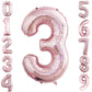 Goer 2 Pcs 42 Inch Rose Gold Foil Balloons Number 3,Huge Number Balloons For 3Rd 33Rd Birthday Party Supplies Anniversary Decorations