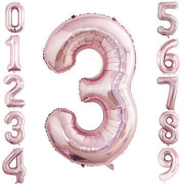 Goer 2 Pcs 42 Inch Rose Gold Foil Balloons Number 3,Huge Number Balloons For 3Rd 33Rd Birthday Party Supplies Anniversary Decorations