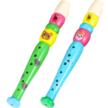 Gadpiparty 2 Pieces Small Wooden Recorders for Kids, Piccolo Flute Six-Hole Flute Learning Rhythm Musical Instrument Baby Toddle