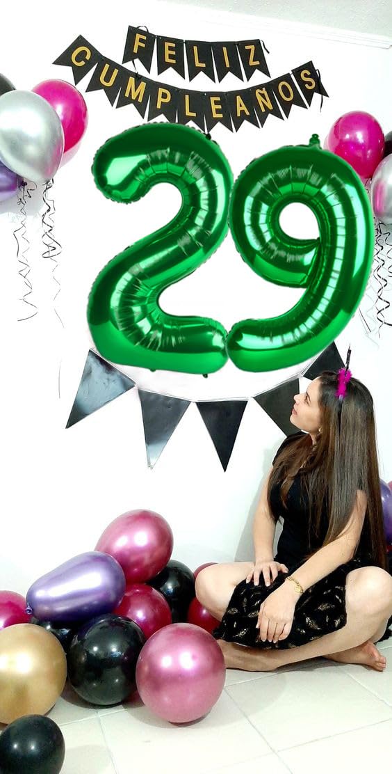Dark Green 9 Balloon Number 40 Inch, Large Foil Mylar Balloons Decorations For 9 19 90 Birthday Party, Engagement, Wedding, Anni