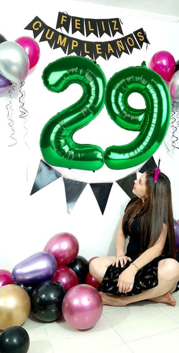 Dark Green 9 Balloon Number 40 Inch, Large Foil Mylar Balloons Decorations For 9 19 90 Birthday Party, Engagement, Wedding, Anni