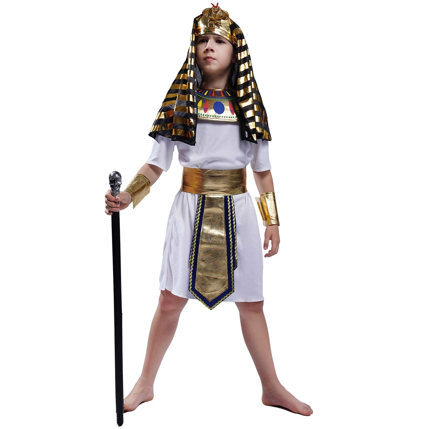 Pgond Egyptian Pharaoh Costume Kids Boys Role-Play Egypt King Outfit (10-12 Years)