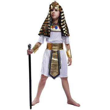 Pgond Egyptian Pharaoh Costume Kids Boys Role-Play Egypt King Outfit (10-12 Years)