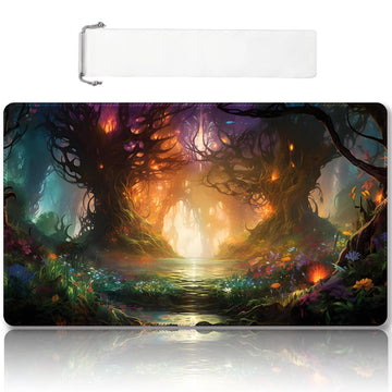 enhanced Stitched MTG Playmat with Zones and Non-Slip Rubber Backing - TCG Play Mat for MTG and Other Card Games - Colorful Design with Vintage Look and Feel (DKT (60) No Zones)