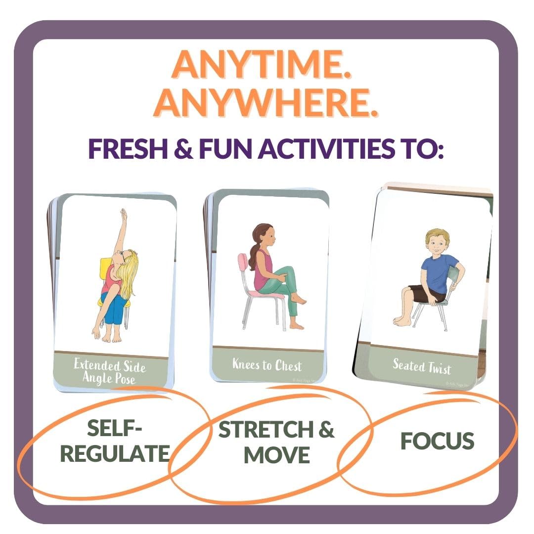 Chair Yoga Poses Cards For Kids: Movement Breaks Or Brain Breaks In Classroom, Homeschool, Play Therapy, Calm Corner, Or For Soc