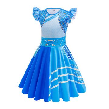 Girls Rise Red Princess Party Dress With Wig Kids Halloween Red Costume 6-7Years