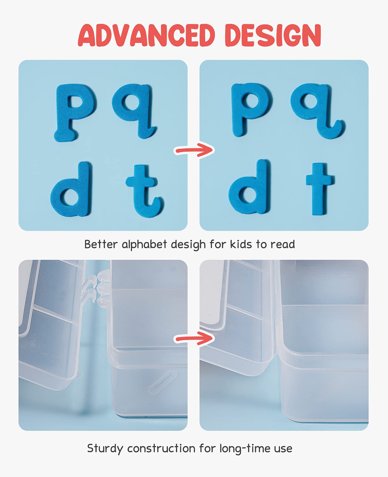 Joynote Classroom Magnetic Letters Kit 234 Pcs With Double-Side Magnet Board - Foam Alphabet Letters For Kids Spelling And Learning