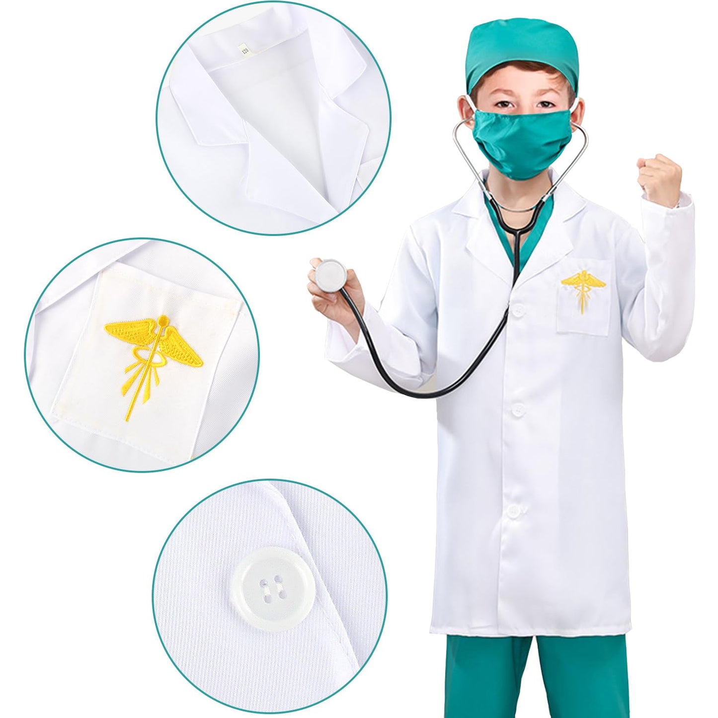 Acecharming Kids Doctor Costume, Child Role Play Costumes Unisex Doctor Fancy Dress Costume Doctor Scrubs For Kids Doctor And Nu