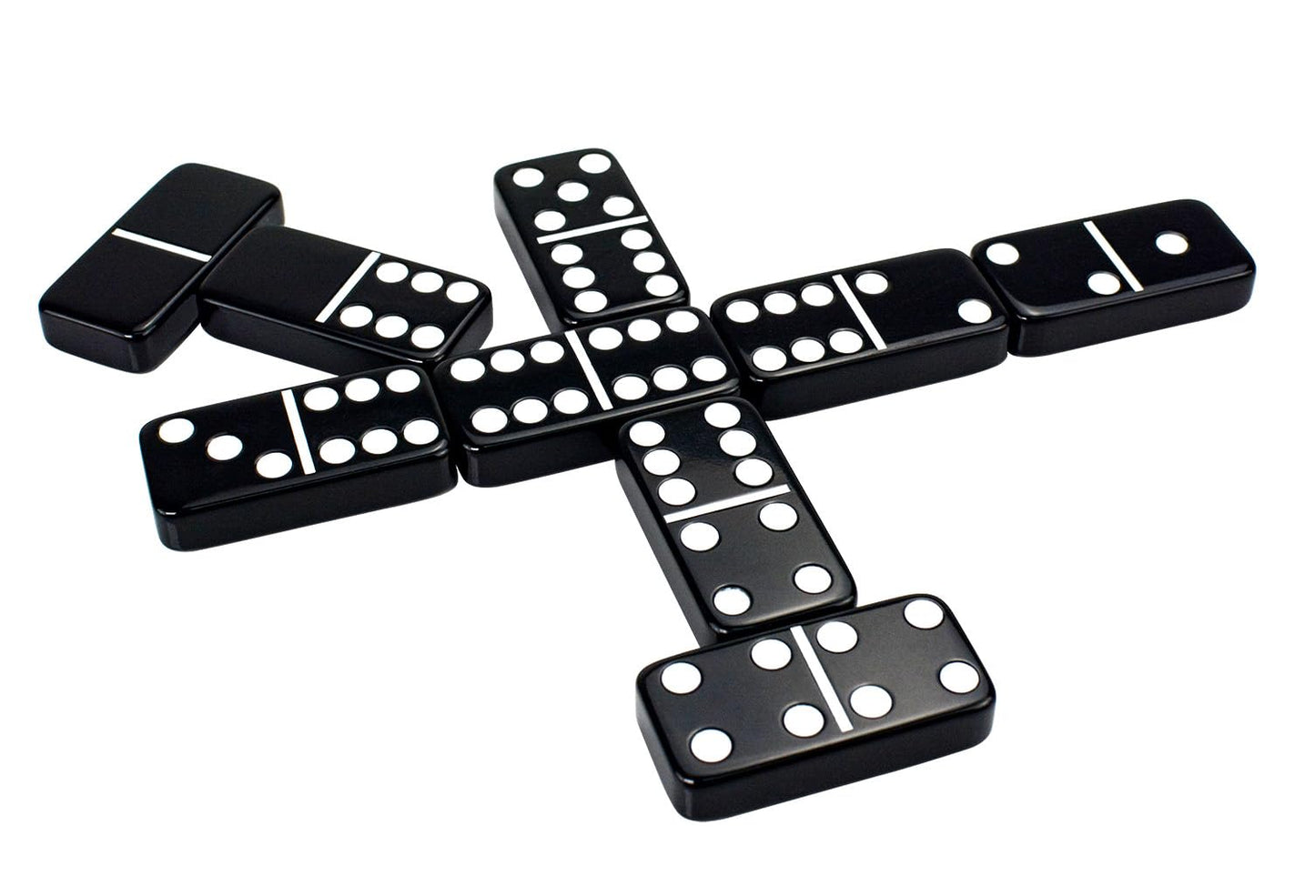 Vovotuzzi Double 6 Domino Set - Classic Black Acrylic Game for Adults & Kids, 7.42×5.04×1.44 inches, Perfect for Family Nights & Travel