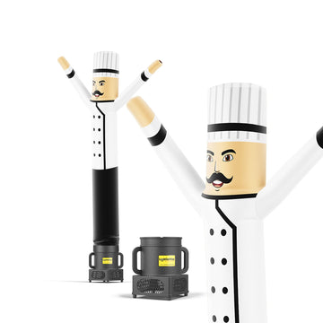 LookOurWay Air Dancers Inflatable Tube Man Set - 7ft Tall Wacky Waving Inflatable Dancing Tube Guy with Weather Resistant Blower - Restaurant and Food Themed - Chef
