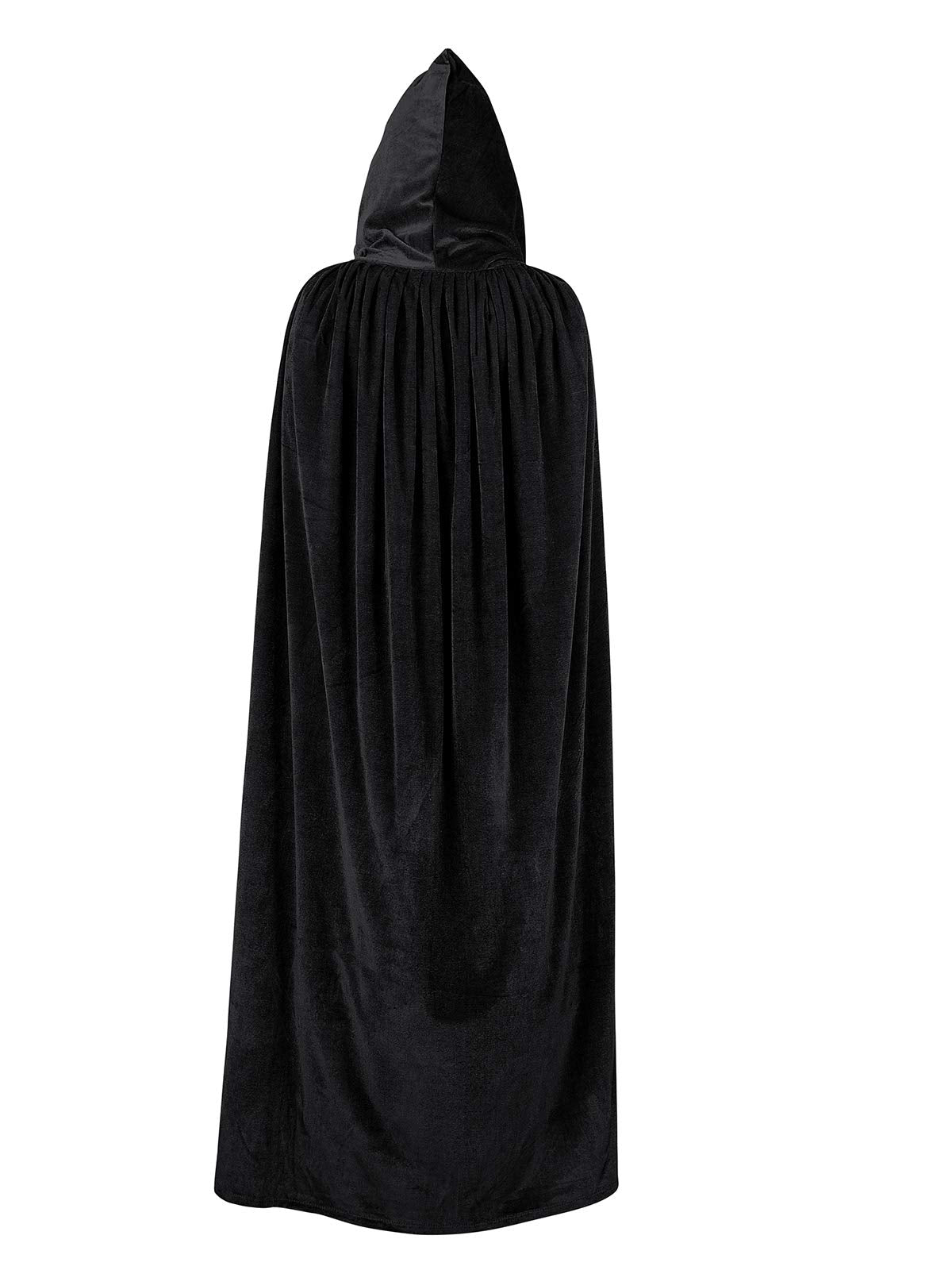 Century Star Kids Hooded Velvet Cloak Cape for Halloween Christmas Role Play Cosplay Dress up 3-16 Years Black X-Large