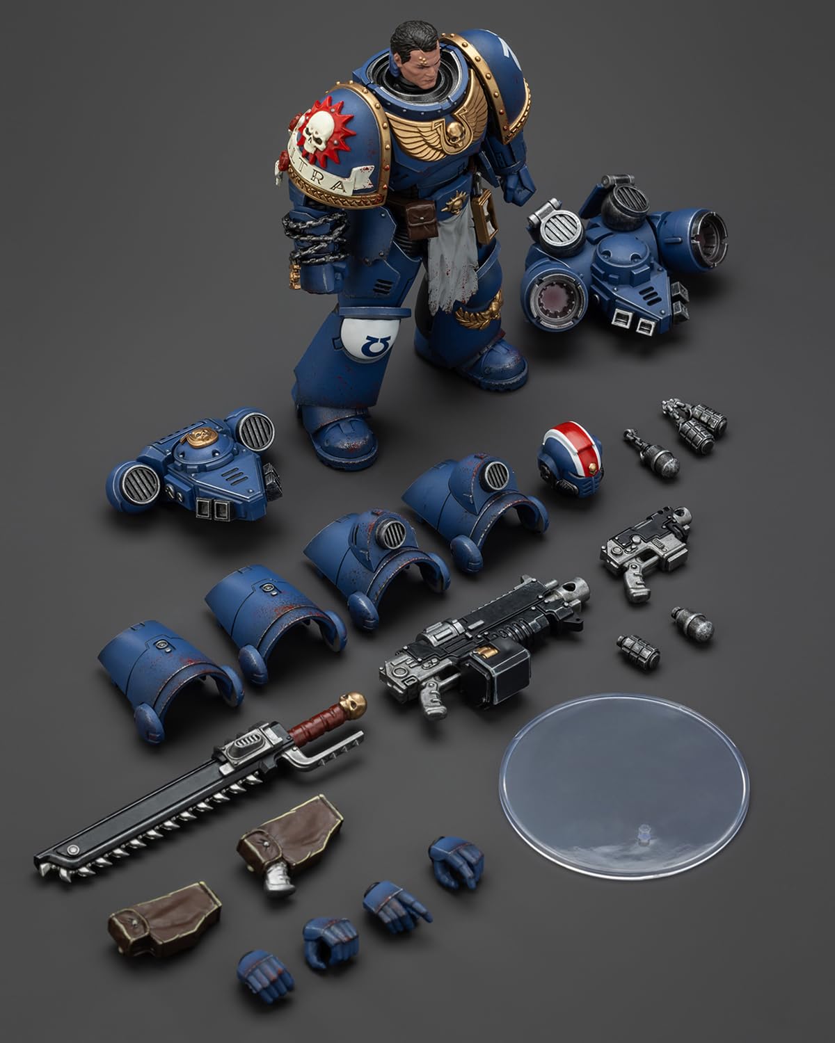 JoyToy Warhammer 40K 1:18 Action Figure  Ultramarines Lieutenant Titus Collectors Edition  Battlefield Paint  5.03 in High