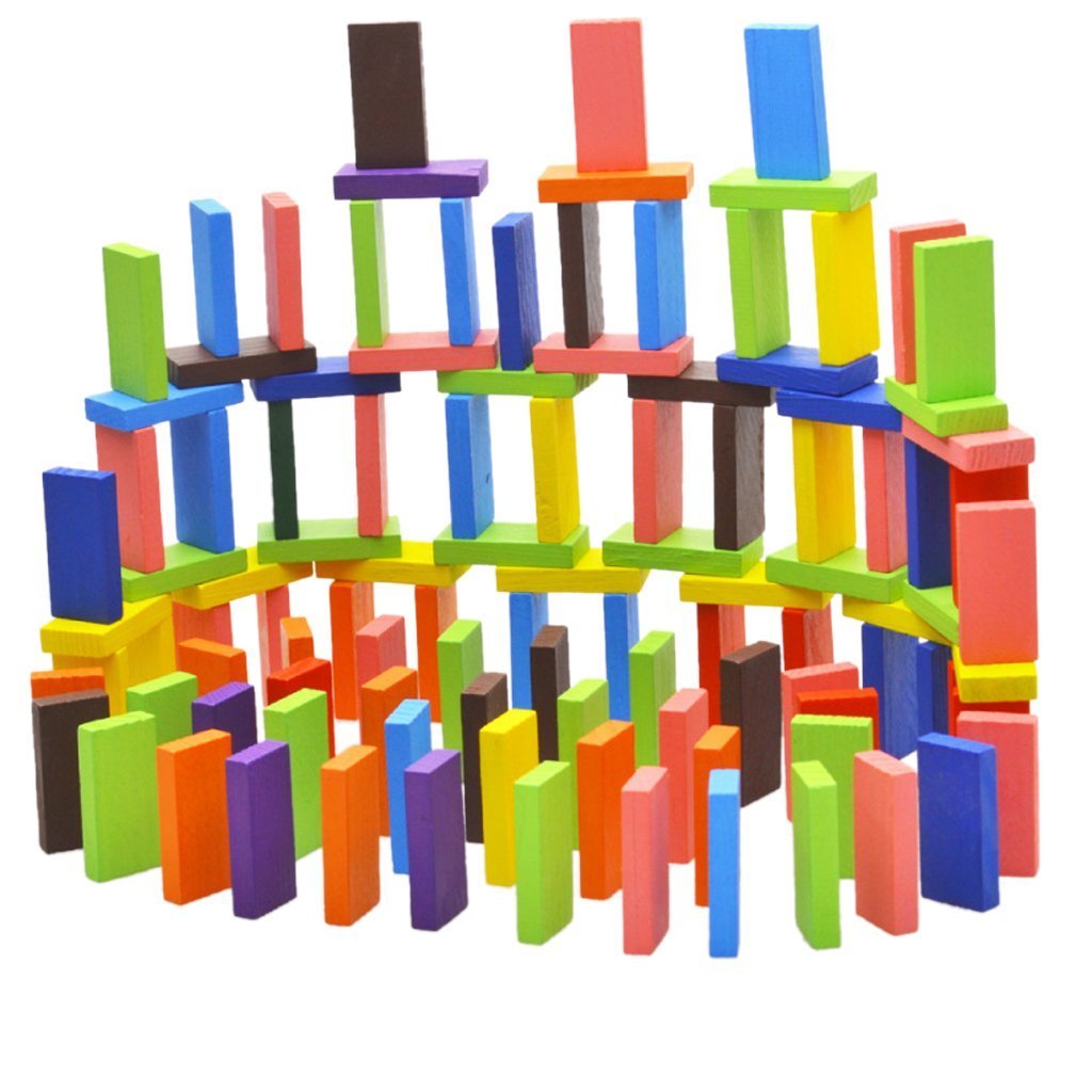 New Pinch 12 Color Wooden Blocks Set, Kids Game Educational Play Toy Tumbling, Stacking Building Tower Game (100 Pcs.) Best Birt