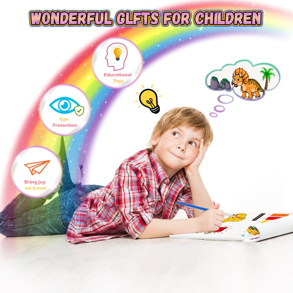 YMluky Water Color Paint Sets for Kids, 2 Coloring Books, No Mess Painting for Toddlers Activities,Magic Paint Set with 2 Brush,