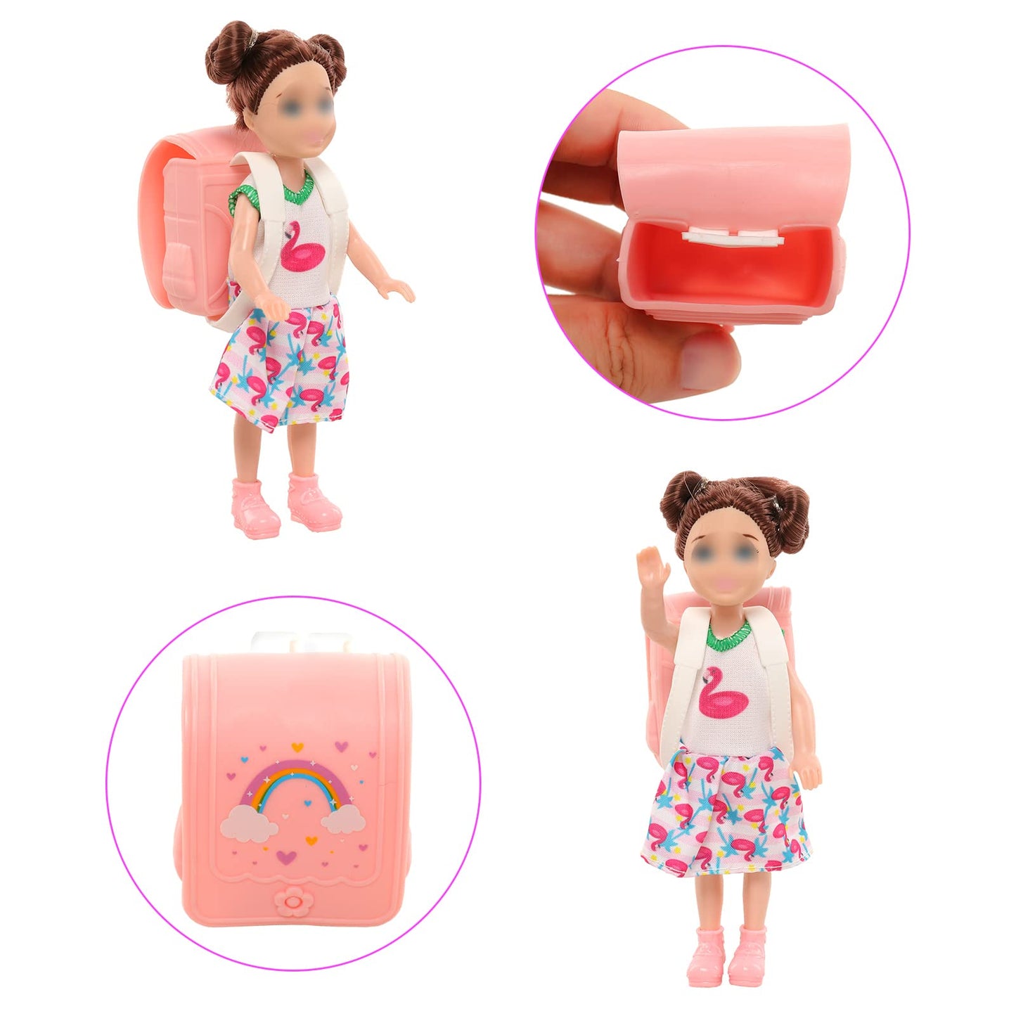 20 Pcs 5.3 Inch Doll Clothes & Accessories Include 5 Dresses 3 Outfits Tops And Pants 3 Swimsuits With 2 Shoes 1 Backpack 1 Laptop 1 Pad 1 Glasses 1 Drink 1 Hat For 5.3 - 6 Inch Dolls