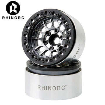 RhinoRC MOZA 1.9 Inch Negative Offset Aluminum Wheel Rim, 4PCS RC Beadlock Wheels for 1/10 RC Crawler Axial SCX10 RR10 Wraith TR