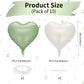 Sage Green White Heart Balloons, 10Pcs Green Beige Foil Heart Balloons, 18Inch Olive Green Cream White Heart Shape Balloons For