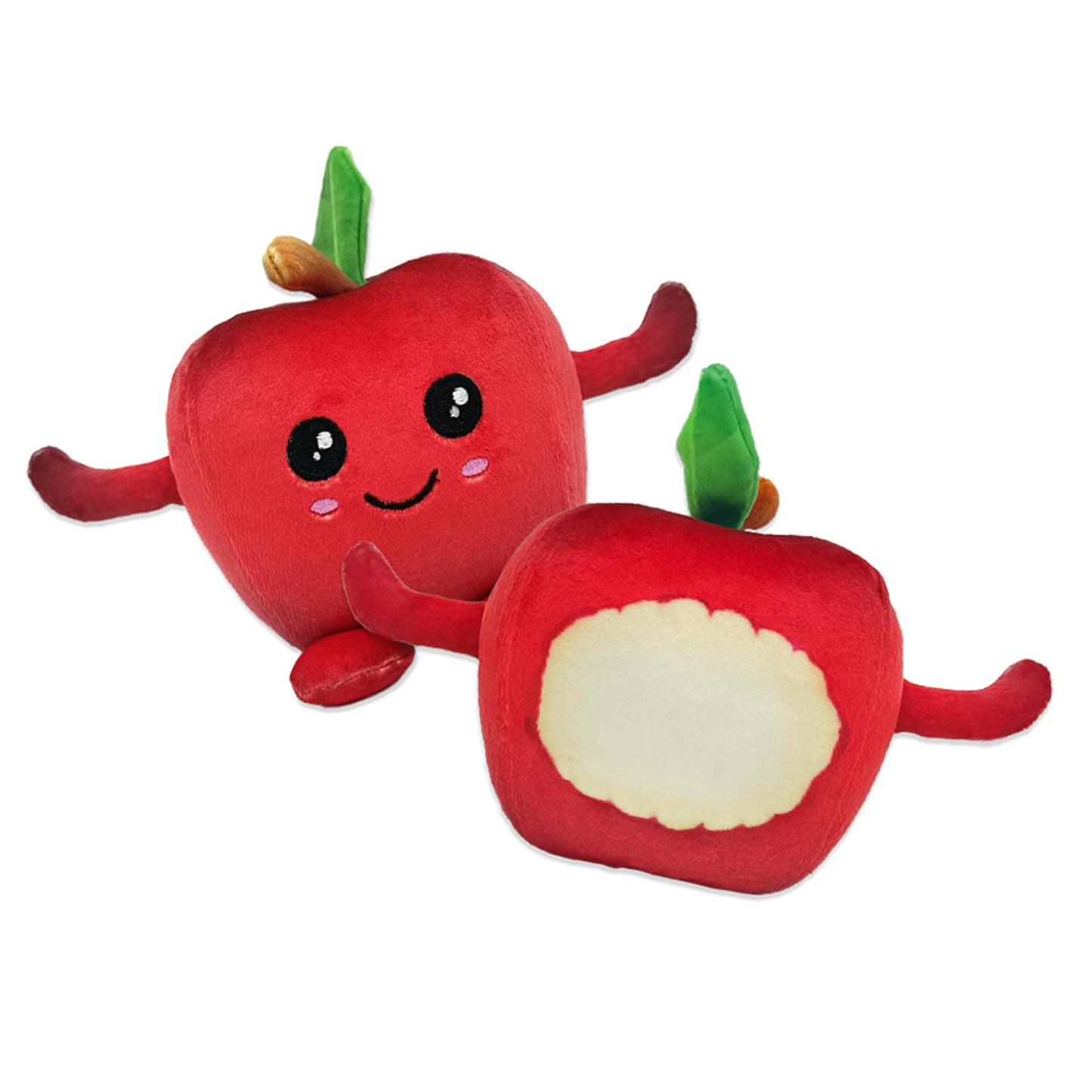 PLUSHOLOGY Squishy Apple Stuffed Animal; Ultra Soft and Cuddly Plush Toy for Kids 3 Years Old to mature-themeds; Child-Safe Embroidered Eyes adds a Unique Aesthetic; (5 Tall)