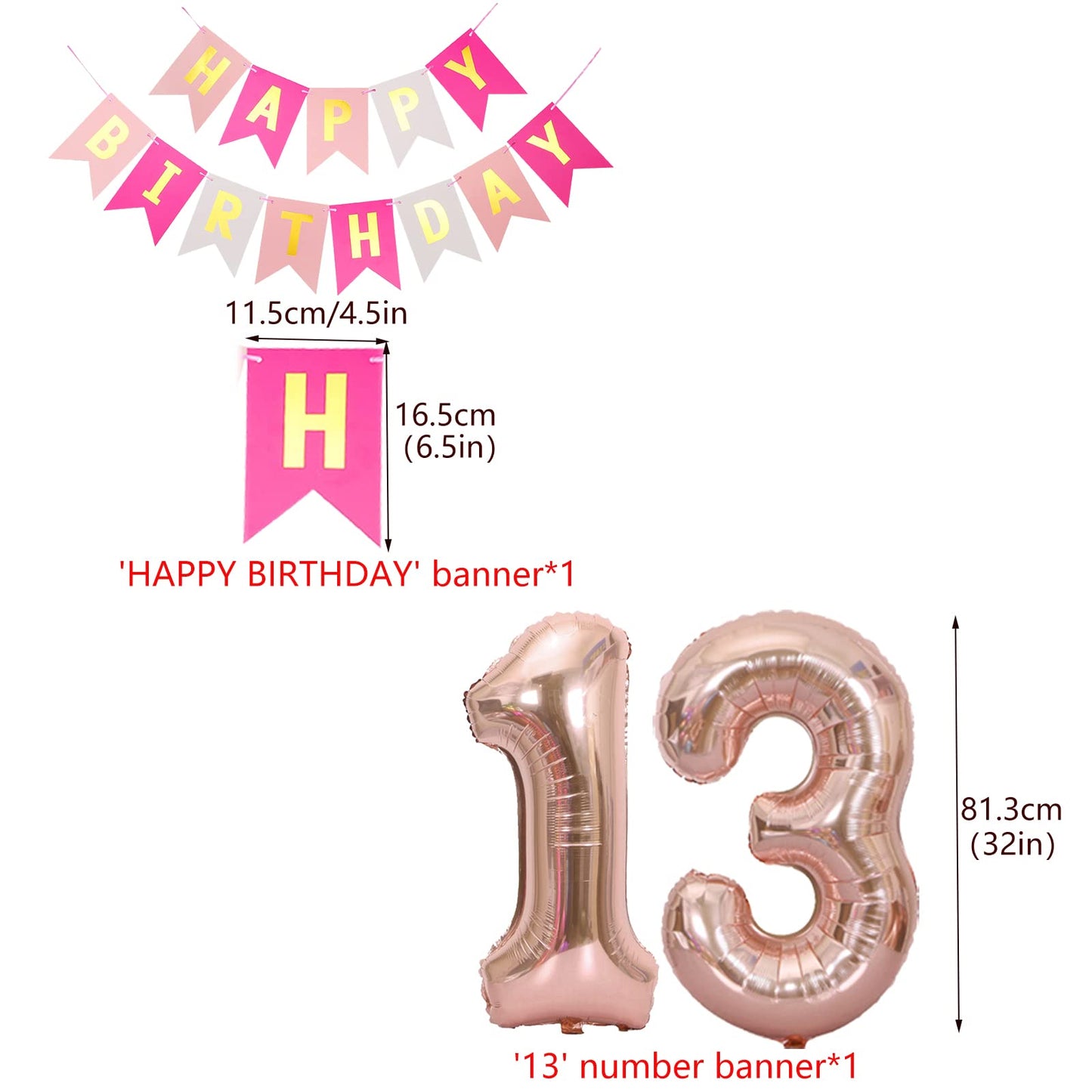 Rose Gold Omg Ur A Teenager Happy 13Th Birthday Banner Garland 13 Birthday Foil Balloons Teenager Confetti Balloons For Teen Gir