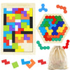 2 Pack Wooden Russian Blocks Puzzle + Hexagon Puzzles For Kids & Adults, Wooden Block Puzzle Intelligence Brain Teasers Toy Logi