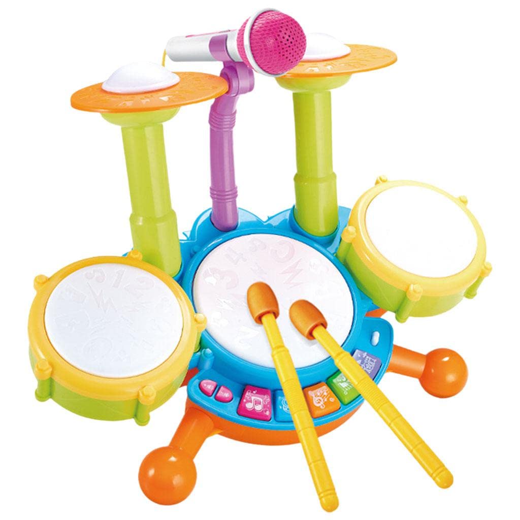 Atorse Kids Toddler Electric Drum Kit Set With Microphone Children Musical Toys Green