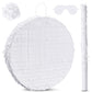 Jenaai 16 Round Blank Piata with Stick, Blindfold and Confetti for Adults and Kids Birthday Parties(White)