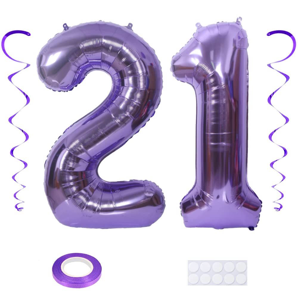 Maigendoo Jumbo 21 Number Balloon 40 Inch Large Digit Balloons Huge Helium Balloon Foil Mylar Balloon With Swirl Decorations For